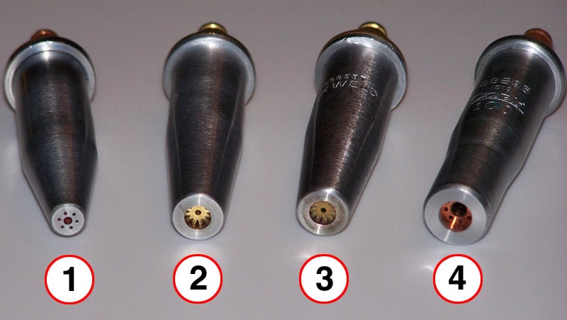 Acetylene, propane, natural gas and propylene nozzles